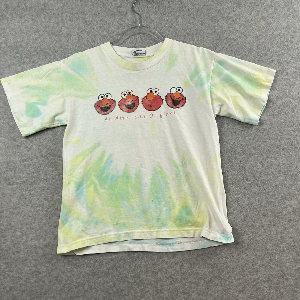 Vintage Elmo Shirt‎ Boys Youth Tye Dye Sesame Street Jim Henson 90s Boys Medium